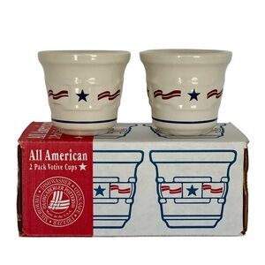 NWT Vintage Longaberger Pottery All American 2-Pack Votive Cups